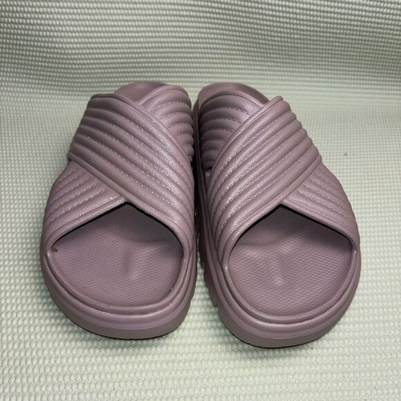 Skechers Foamies Platform Sandals Slides Women’s Size 9 Purple Glitter - Picture 2 of 8